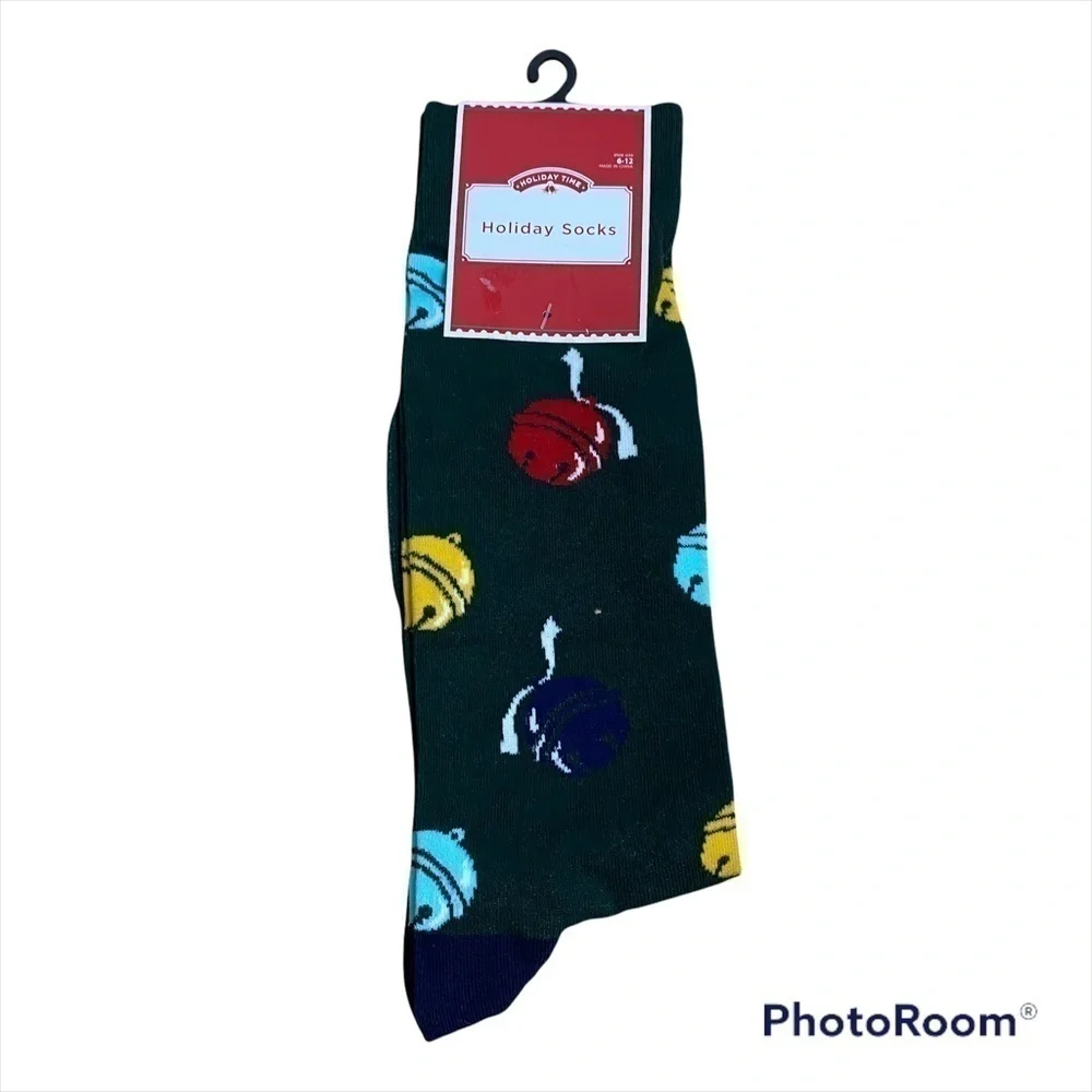 Christmas Jingle Bells Men’s Dress Socks NWT 6-12 Green